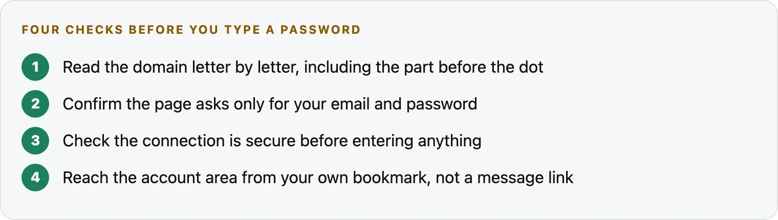 Checking a sign-in page is the real one